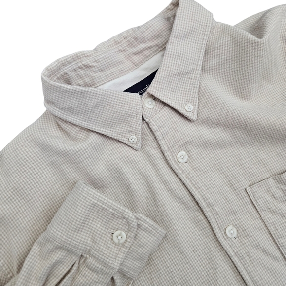 Abercrombie & Fitch Mens Houndstooth Soft AF Flannel XXL Fall Neutral - Picture 1 of 9